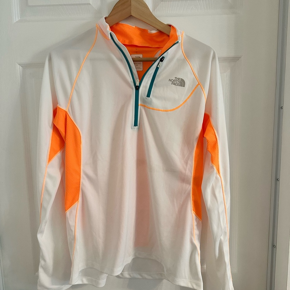 The North Face Orange and White Athletic Long Sleeve